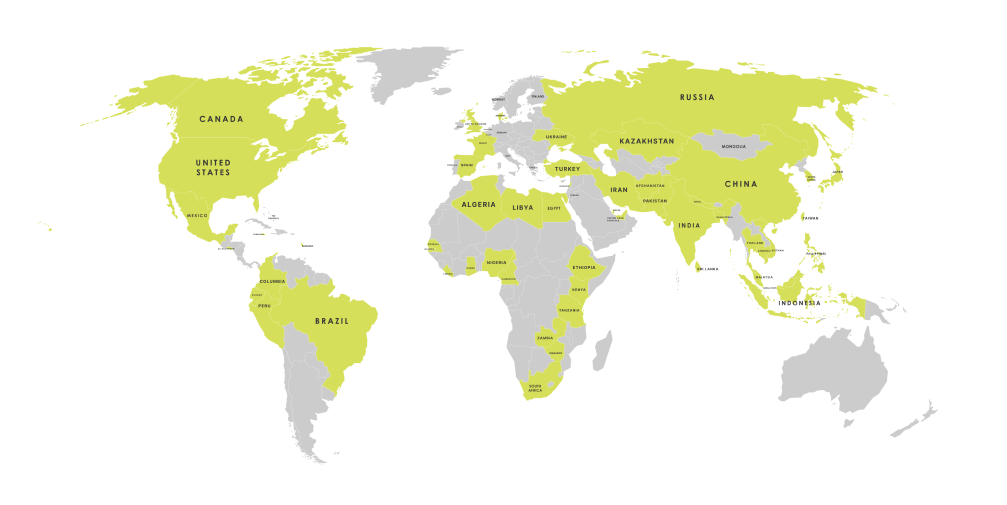 World map showing where Centennial Students are from. the countries highlighted are Afghanistan, Algeria, Antigua and Barbuda, Aruba, Bangledesh, Barbados, Brazil, Canada, Cambodia, Cameroon, China, Columbia, Denmark, Ecudor, El Salvador, Egypt, Ethiopia, France, Gambia, Ghana, Hong Kong, India, Indonesia, Iran, Jamaica, Japan, Lebanon, Liberia, Libya, Kazakhstan, Kenya, Mauritius, Malaysia, Mexico, Nepal, Nigeria, Peru, Pakistan, Philippines, Qatar, Russia, Senegal, Singapore, South Africa, South Korea, Spain, Sri Lanka, Taiwan, Tanzania, Thailand, Turkey, Ukraine, United Arab Emirates, United Kingdom, United States, Vietnam, Zambia, Zimbabwe.